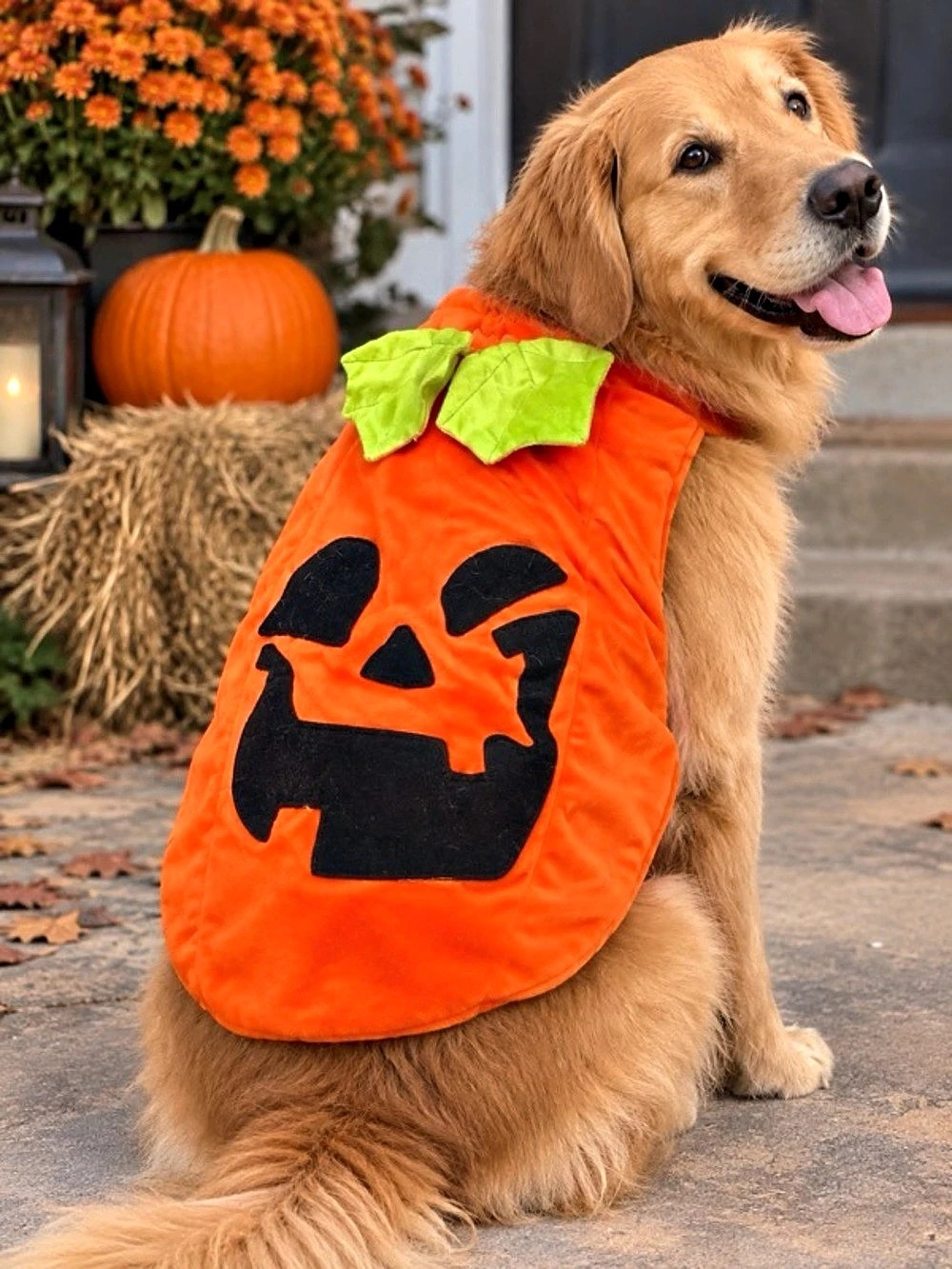 Pumpkin Dog Costume Orange & Green